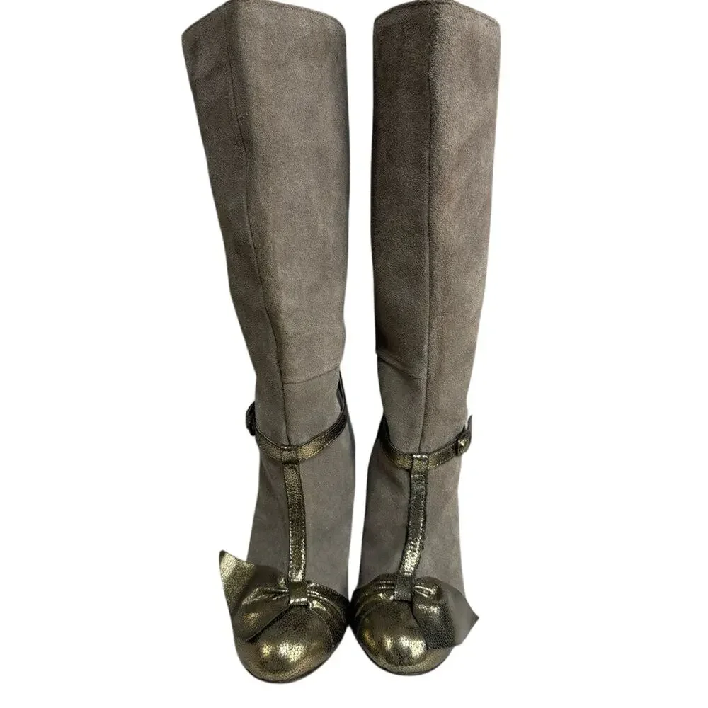 Joyfolie Women’s Boots sz 7 Leather Suede Knee High Victorian Dainty #K476